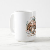 Fröhlicher Erntedank Truthahn Custom Kaffeetasse (Vorderseite Links)