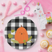 Fröhlicher Erntespürbis auf Kariert Pappteller (Party)