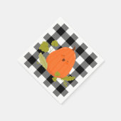 Fröhlicher Erntespürbis auf Kariert Serviette (Ecke)