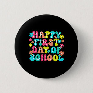 Fröhlicher erster Schultag Bleistift Lehrer Kinder Button