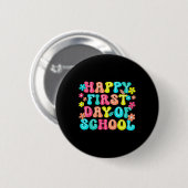 Fröhlicher erster Schultag Bleistift Lehrer Kinder Button (Vorne & Hinten)