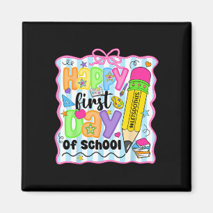 Fröhlicher erster Schultag Bleistift Lehrer Kinder Magnet