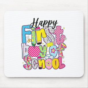 Fröhlicher erster Schultag Bleistift Lehrer Kinder Mousepad