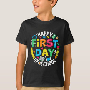 Fröhlicher erster Schultag Bleistift Lehrer Kinder T-Shirt