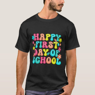Fröhlicher erster Schultag Bleistift Lehrer Kinder T-Shirt