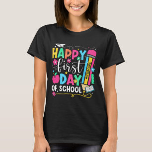 Fröhlicher erster Schultag Bleistift Lehrer Kinder T-Shirt