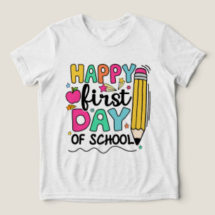 Fröhlicher erster Schultag Bleistift Lehrer Kinder Tri-Blend Shirt