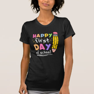 Fröhlicher erster Schultag Bleistift Rückkehr zur T-Shirt
