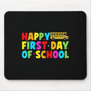 Fröhlicher erster Schultag Busfahrer Willkommen zu Mousepad