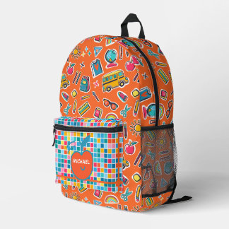 Fröhlicher erster Schultag Monogramm personalisier Bedruckter Rucksack