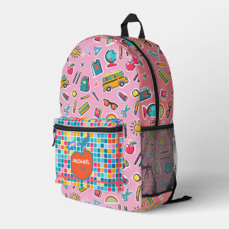 Fröhlicher erster Schultag Monogramm personalisier Bedruckter Rucksack