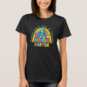 Fröhlicher erster Schultag Regenbogen Hallo Kinder T-Shirt