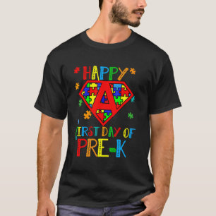 Fröhlicher erster Tag der Vorschule Autismus-Bewus T-Shirt