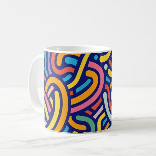 Fröhlicher Farbpattern-Becher Kaffeetasse (Vorderseite Links)