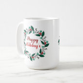 Fröhlicher Feiertags-Kranz-Tasse Kaffeetasse (Vorderseite Links)