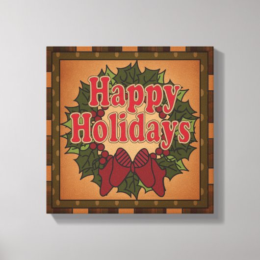 Fröhlicher Feiertags-Weihnachtskranz Leinwand (Vorderseite)
