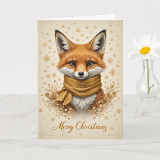 Fröhlicher Festlicher Fuchs Gold Glanz Weihnachten Karte