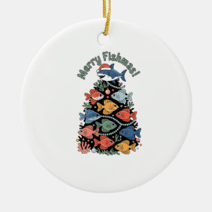 Fröhlicher Fisch-Weihnachten Weihnachtsbaum Fisch Keramik Ornament