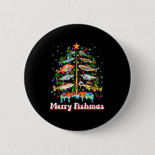 Fröhlicher Fisch-Weihnachten Weihnachtsbaum Lustig Button