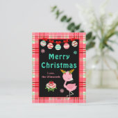 Fröhlicher Flamingo Frohe Weihnachten (Stehend Vorderseite)