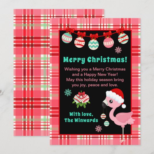 Fröhlicher Flamingo Frohe Weihnachten (Vorne/Hinten)