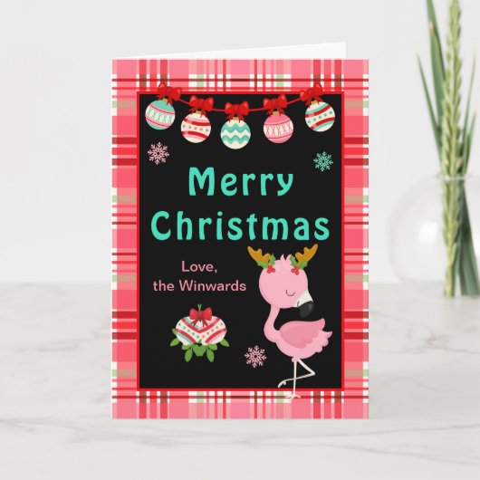 Fröhlicher Flamingo Frohe Weihnachten (Vorderseite)