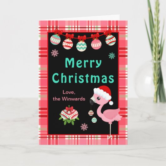 Fröhlicher Flamingo Frohe Weihnachten (Vorderseite)