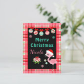 Fröhlicher Flamingo Frohe Weihnachten mit Namen (Stehend Vorderseite)