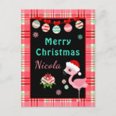 Fröhlicher Flamingo Frohe Weihnachten mit Namen (Vorderseite)