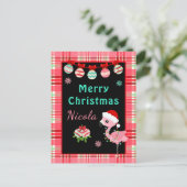 Fröhlicher Flamingo Frohe Weihnachten mit Namen (Stehend Vorderseite)