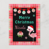 Fröhlicher Flamingo Frohe Weihnachten mit Namen (Vorderseite)