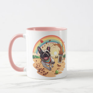 Fröhlicher Französische Bulldogge & Kaffeeklatsch  Tasse