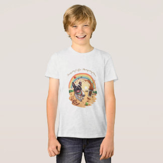 Fröhlicher Französische Bulldogge & Kaffeeklatsch Tri-Blend Shirt