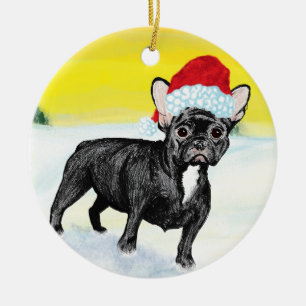 fröhlicher französischer Bulldogge Keramik Ornament