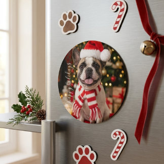 Fröhlicher Frenchie Frohe Feiertage Weihnachten Magnet