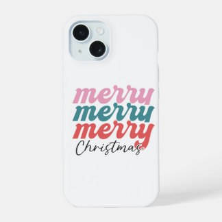 fröhlicher, fröhlicher Weihnachten mehrfarbiger Sc iPhone 15 Hülle