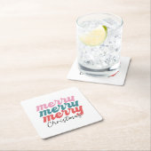 fröhlicher, fröhlicher Weihnachten mehrfarbiger Sc Rechteckiger Pappuntersetzer (Vor Ort)