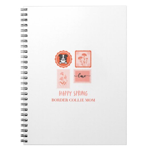 Fröhlicher Frühling Stempel Border Collie Notizblock (Vorderseite)