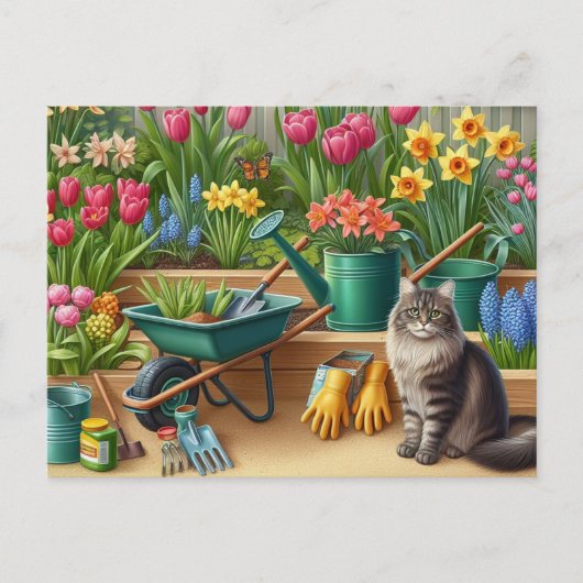 Fröhlicher Frühlingsblumengarten Postkarte (Vorderseite)