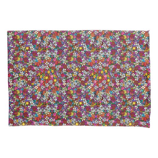 Fröhlicher Garten Blumen Kissenbezug (Vorderseite)