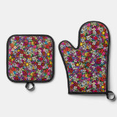Fröhlicher Garten Ofenhandschuh & Topflappen-Set (Vorderseite)