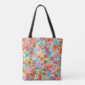 Fröhlicher Gartenblüten Tasche (Rückseite)