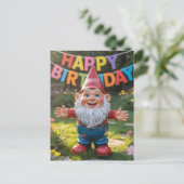 Fröhlicher Gartenzwerg mit "Alles Gute zum Geburts Postkarte (Stehend Vorderseite)