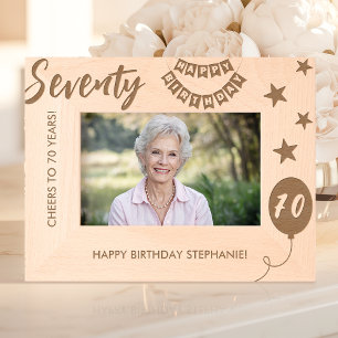 Fröhlicher Geburtstag bis 70 Jahre Geätzte Rahmen