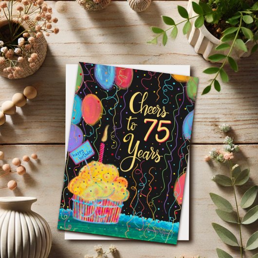 Fröhlicher Geburtstag bis 75 Jahre Karte