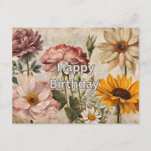 Fröhlicher Geburtstag blühende Sommerferien-Blume Postkarte