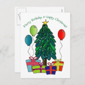 Fröhlicher Geburtstag, Frohe Weihnachten! Feiertagspostkarte (Vorne/Hinten)