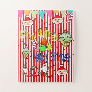 Fröhlicher Geburtstag Frohe Weihnachtspuzzle Puzzle