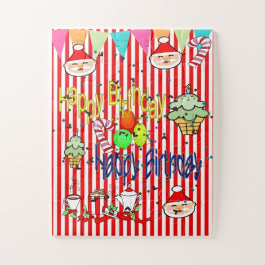 Fröhlicher Geburtstag Frohe Weihnachtspuzzle Puzzle (Vertikal)