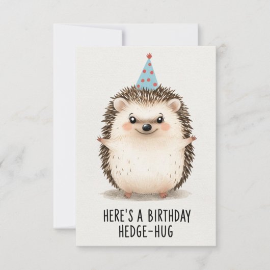 Fröhlicher Geburtstag Igel Umarmung mit Party Hat Karte (Vorderseite)